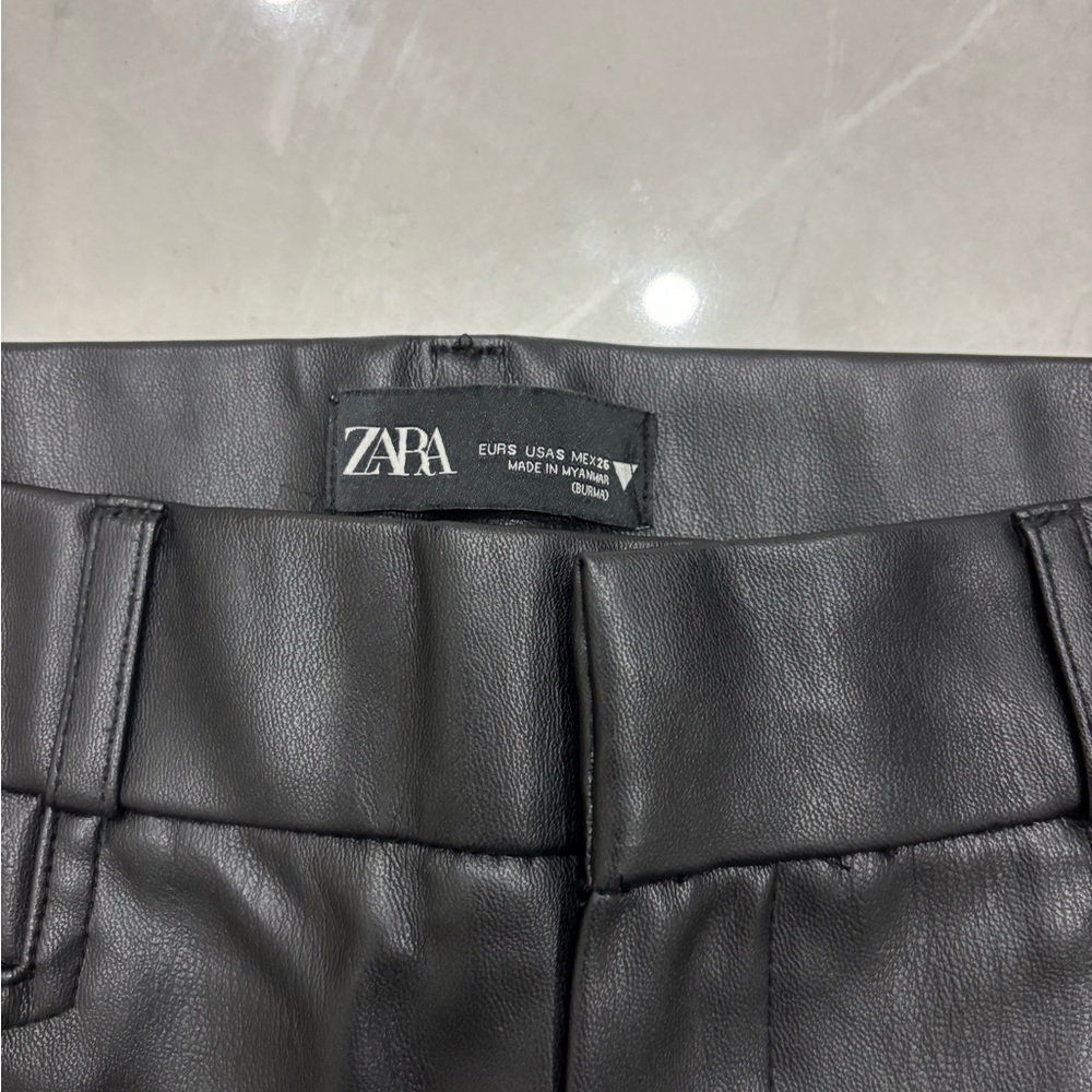Zara Women's Black Leather Dress Pants - Picture 3 of 3
